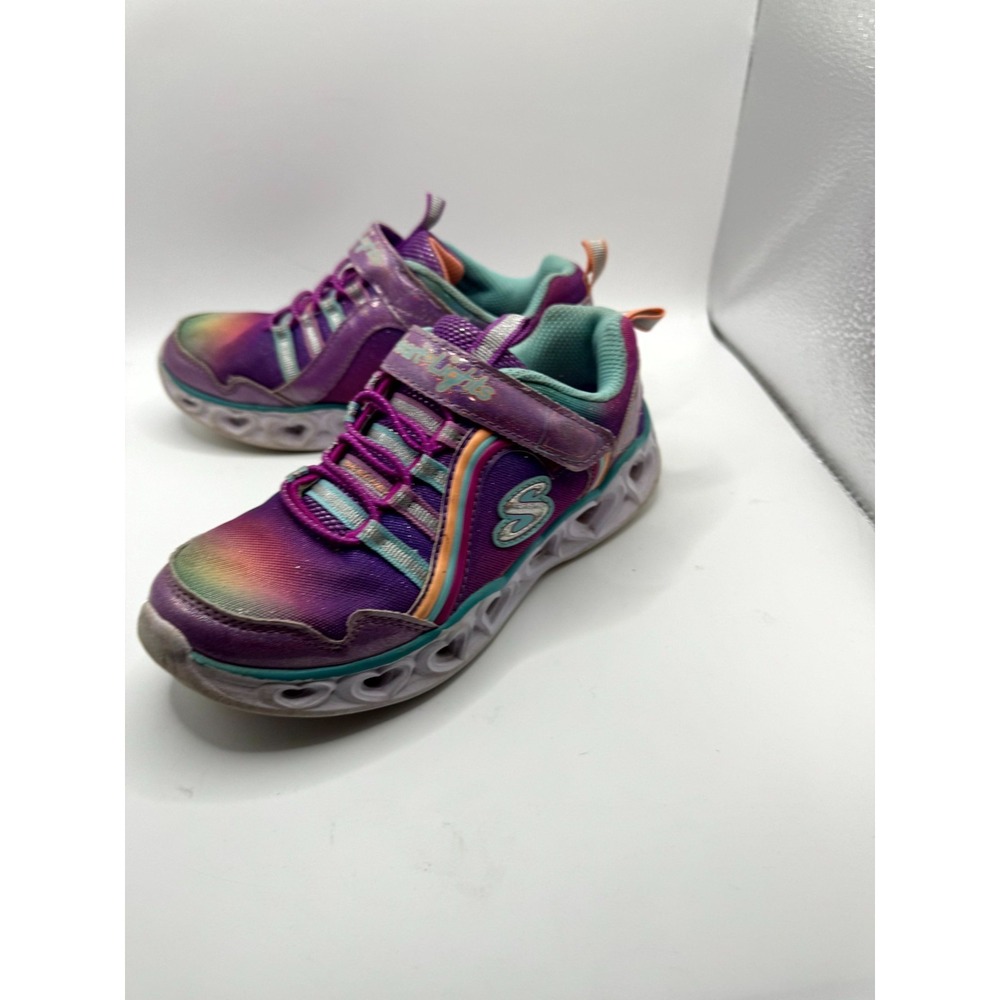 Skechers Heart Lights Rainbow Lux 302398L Girls 1 Sneaker Purple Comfort Shoes